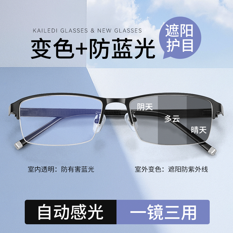 自動感光變色眼鏡防藍光日夜兩用