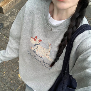秋季纯棉哺乳卫衣宽松减龄慵懒风产后月子服外出喂奶上衣女