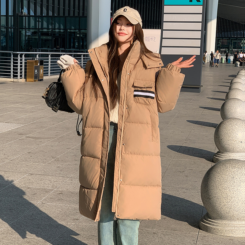 冬季加厚过膝中长款棉服女款外套