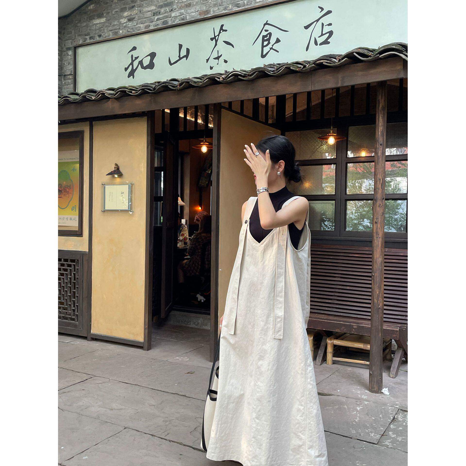 十三行正品慵懒减龄工装背心裙女