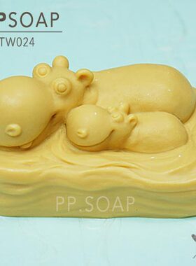 PPSOAP原创设计 食品级硅胶模 手工皂模具 TW024 亲子河马
