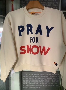 Aviator av圆领卫衣女纯棉宽松慵懒字母印花学生上衣外套女套头