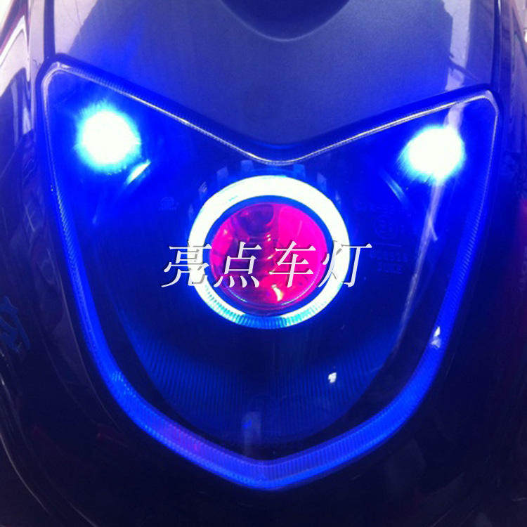 迅鹰摩托车大灯总成改装天使眼 恶魔眼LED双光透镜