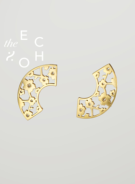theECHO唤应「窗花」18k镀金 梅花桃花 情人节 婚礼 礼物 耳环 女