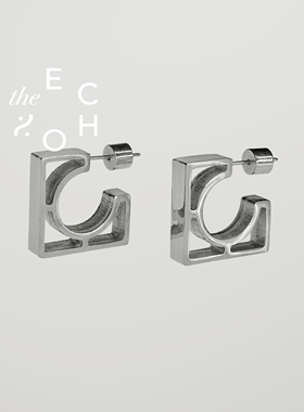theECHO唤应「方圆 」银色钛钢防过敏百搭款ins风高级感耳环小众