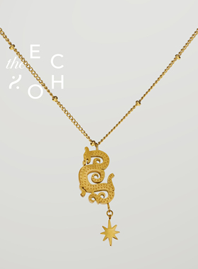 theECHO唤应「龙女」金龙与星星 18k 镀金项链约会穿搭推荐