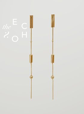 theECHO唤应「若水」金色 水滴 长耳环 新中式 简约抽象 原创设计
