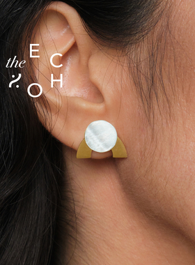 theECHO唤应「窗花 」日月白贝壳 送礼 精致 高级 耳环 耳钉 女