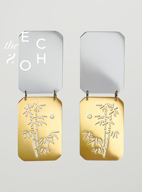 theECHO唤应「竹月」爆款 原创设计 金银拼接耳环 国风 婚礼 女