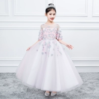 Công chúa váy sàn catwalk buổi tối ăn mặc trẻ em Liuyi dài hoa cô gái máy chủ trang phục đàn piano pettiskirt cô gái mùa hè