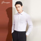 乔治白秋季 方领直筒纯棉口袋衬衣商务职场上衣 条纹衬衫 男士 长袖