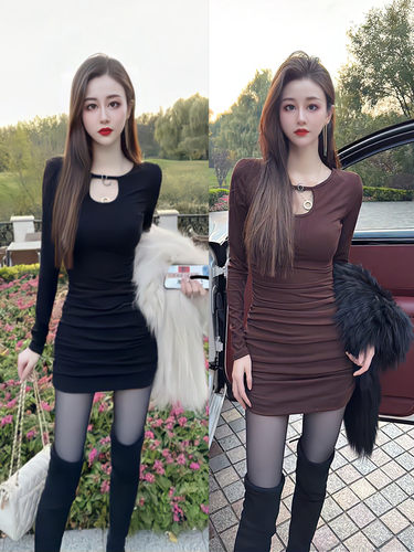 纯欲甜辣褶皱性感包臀裙收腰显瘦