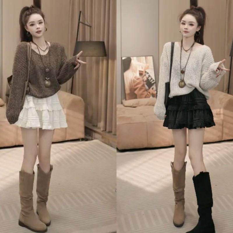 ��ɫ��ȹ S������80-100� �ο���֯ë�º�Ҷ�ߵ����ȹ��װ