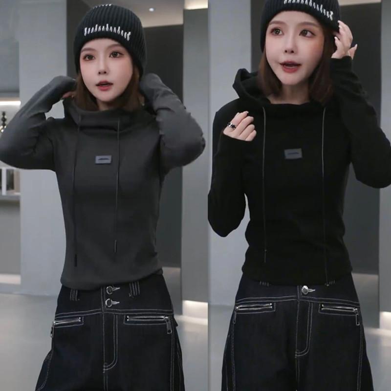 欧货时尚双面德绒连帽卫衣女