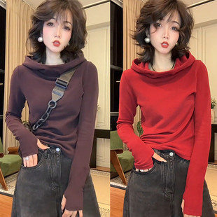 欧货时尚 上衣 双面德绒连帽卫衣女秋冬巨好看休闲百搭显瘦打底帽衫