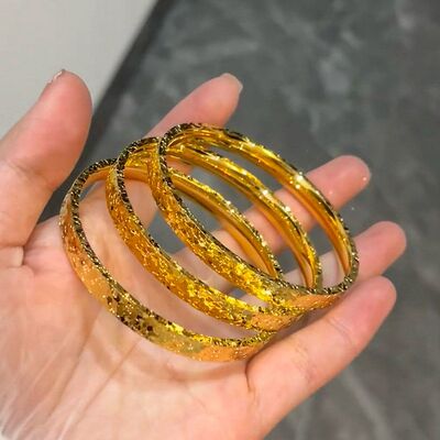 真金24K真空电镀强保色新中式国潮风CNC三面碎冰冰亮闪精工手镯女