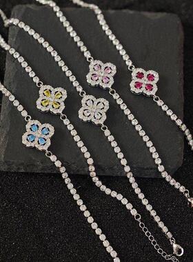 HW手链loop四叶草手链女轻奢小众满钻雪花手饰品ins冷淡风高级感