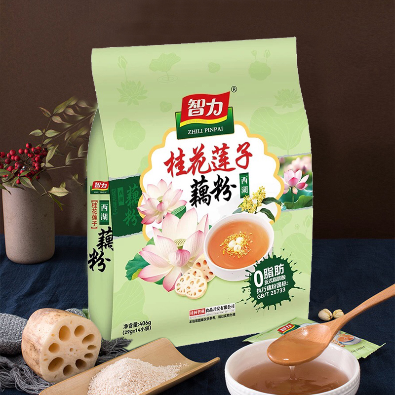 智力桂花莲子藕粉406g手工袋装