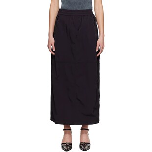 D意大利街头运动潮牌女装欧美女士直筒黑色H型机能半身长裙小众