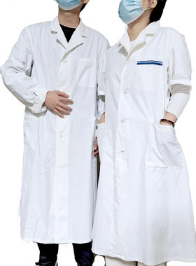 工作服大褂纯棉布白色长袖女夏季短袖工作服护士服医生实验室学生