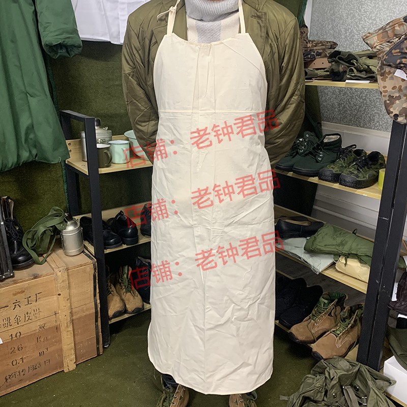 老货夏炊事围裙纯棉本白色无袖背带厨师工作服饭店后厨围裙