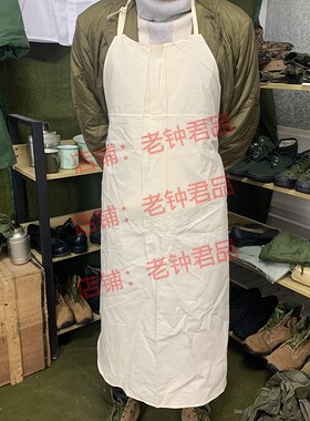 老货夏炊事围裙纯棉本白色无袖背带厨师工作服饭店后厨围裙