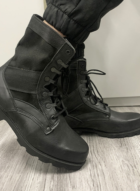 库存皮靴老款高帮靴黑色双密度男女款中筒防滑防水登山靴