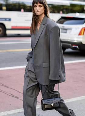 THERSTUDIO ROW纽约极简设计羊毛混纺宽松廓形垫肩休闲西装外套女