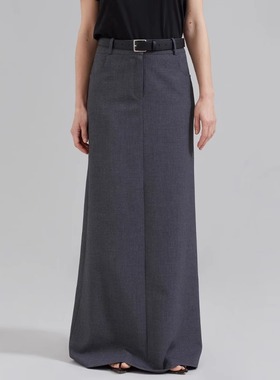 THERSTUDIO ROW半身裙女2024新款腰显瘦灰色过膝包臀裙子拖地长裙