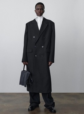 THERSTUDIO ROW羊绒大衣女秋冬后开叉毛呢长款羊毛混纺大衣外套