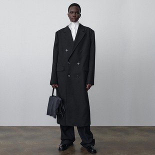 THERSTUDIO ROW羊绒大衣女秋冬后开叉毛呢长款羊毛混纺大衣外套