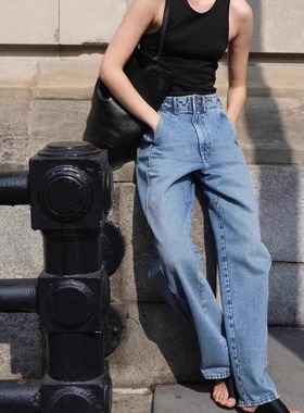 THERSTUDIO ROW 牛仔裤2024腰弧形侧缝前移显瘦显直筒休闲裤子