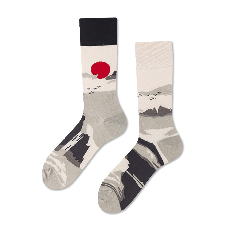 CRAZYSOX 오리지널 비대칭 AB 트렌디 양말 만다린 오리 양말 여성용 미드 하이 스트리트 다용도 양말