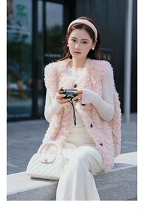 2026秋冬新款仿羊羔毛马甲女韩版宽松显瘦加棉无袖环保皮草开衫