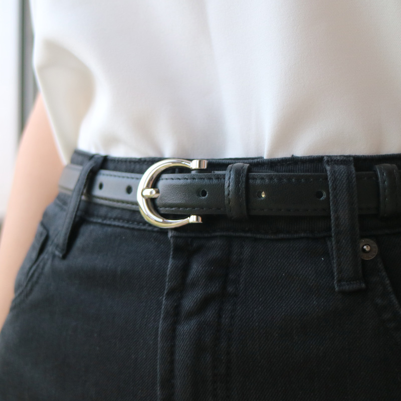 时尚头层牛皮百搭衬衫腰带配裙子纯牛皮细皮带深蓝棕色黑色裤带女