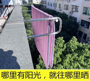 不锈钢晾衣杆晒衣杆阳台伸缩杆免打孔挂衣杆衣服室外竹竿