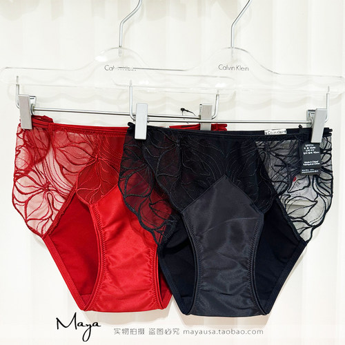 国内专柜代购 黑标系列 CK内衣25秋女士蕾丝拼接三角内裤QF8353AD