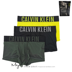 Calvin Klein美国CK22年男士黑色宽边低腰平角内裤三条装 NB2593