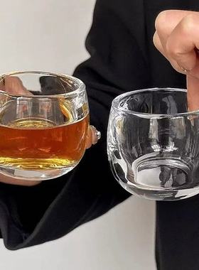 【6只装】扳指杯水晶玻璃杯水杯家用喝水泡茶杯主人杯酒杯茶杯