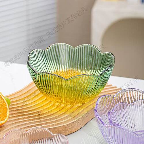粉色家用玻璃碗沙拉碗甜点樱花碗