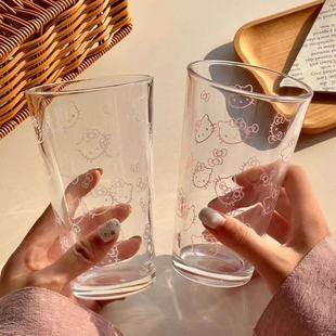 ins玻璃杯牛奶高颜值卡通可爱果汁少女杯子咖啡杯家用喝水牛奶杯