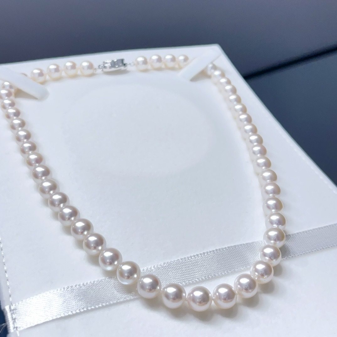 (新品)8-9mm极光正圆带炫彩微暇天然淡水无核珍珠妈妈项链
