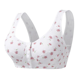 睡眠文胸罩夏 透气前开扣聚拢无钢圈背心式 中老年妈妈大码 内衣薄款