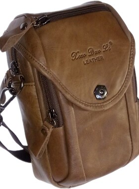 2024新款男士真皮休闲斜挎手机包头层牛皮单肩时尚腰包迷你小背包