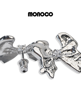 MONOCO 复古纹理蝴蝶结宝石耳钉