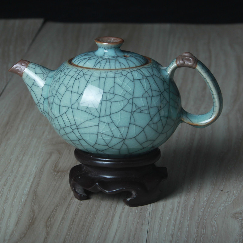 茶壶功夫茶具青瓷哥窑泡茶普洱龙井单壶仿古陶瓷家用茶室茶器