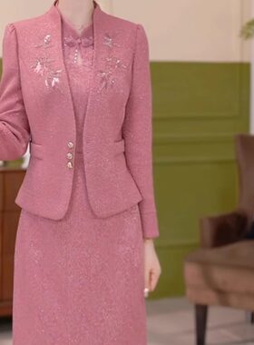 高档木雅精纺两件套礼服裙