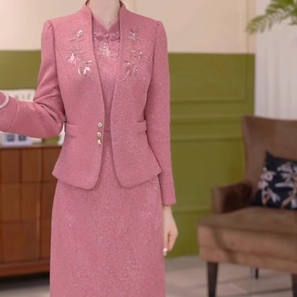 高档木雅精纺两件套礼服裙2025秋季新款时尚洋气减龄显瘦套装裙子