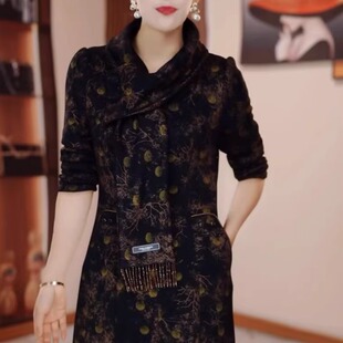 高级木兰棉加厚保暖新中式改良旗袍裙2025冬季新款古风遮肉连衣裙