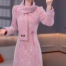 高档雪花绒加厚时尚 洋气显瘦妈妈旗袍 气质减龄旗袍裙2025秋冬新款